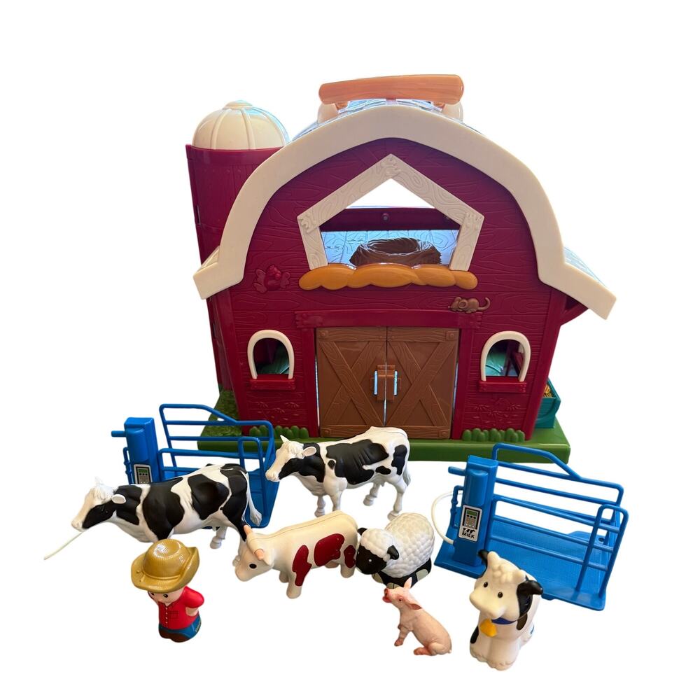 Big Farm Toy Bundle –Cow, Sheep, Pig Figures & Milking Fence - Picture 1 of 9